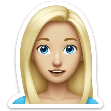 blonde girl with blue eyes taking a selfie sticker