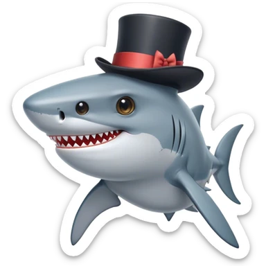 Shark with a top hat sticker