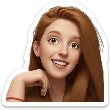 smiling girl with long hair sticker