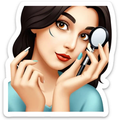 She is doing make up on her eyes sticker