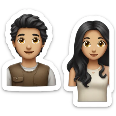 a boy with black hair and a girl with long fair hair sticker