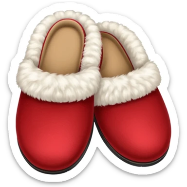 red slippers with fur sticker