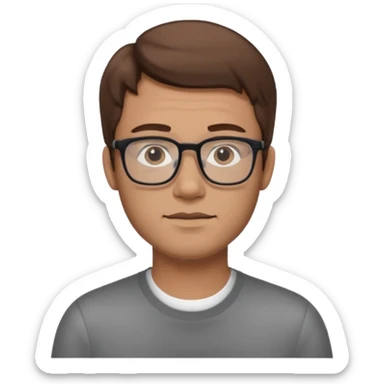 a young dad with brown hair, with rectangular glasses, without beard sticker