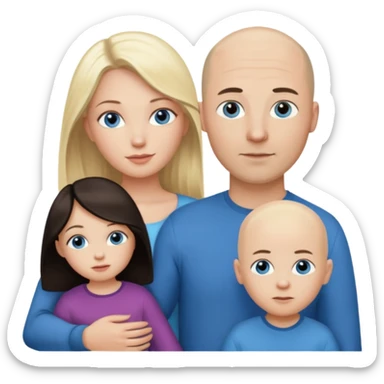 Eigene Familienbild, Frau dunkle lange Haare,  Mann Glatze und blaue Augen, kind 2 Jahre und blond und dunkle Augen  sticker