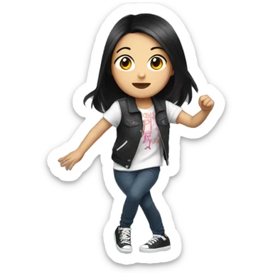 Asian girl with black hair, dancing hiphop sticker