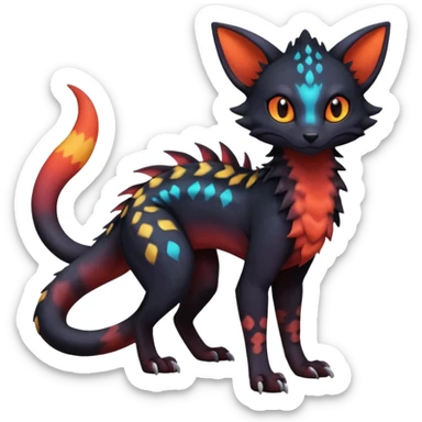 Dark magma-gradients-colored Salandit-Umbreon-Genet-Noivern-Noibat-Serval-Hybrid (Full body) sticker