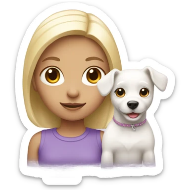 A gay girl with a little white dog  sticker