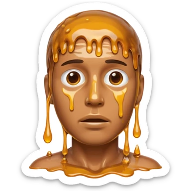 man coved in melting plastic sticker