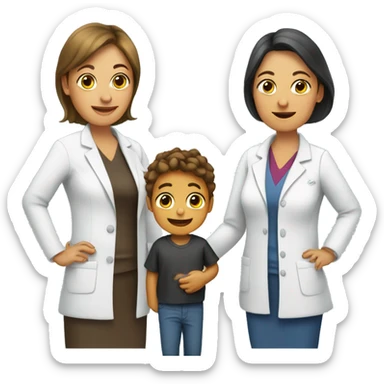 mamá con hijo y enfermera sticker