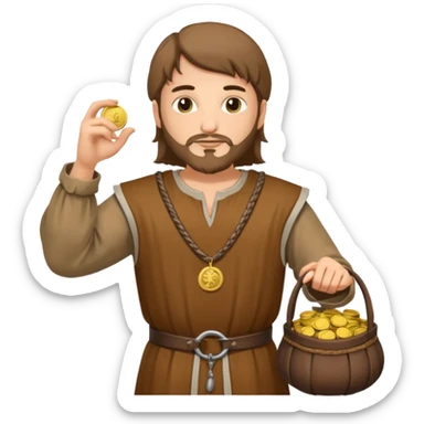 a white merchant in medieval time  sticker