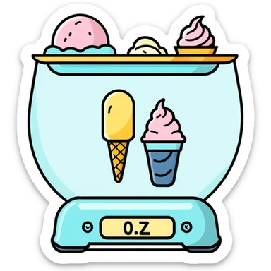 A Food Scale with a bowl of ice cream that reads half oz  sticker