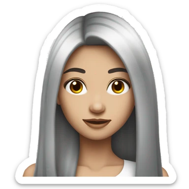 Gorgeous white black haired girl with straight long hair  sticker