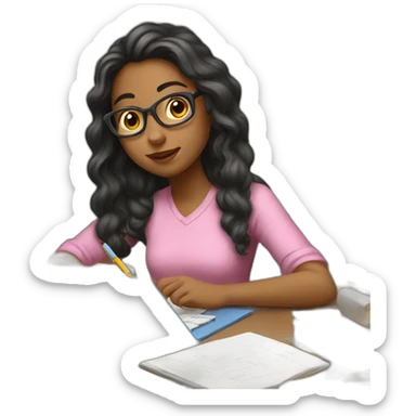 smart_girl_doing_homework sticker