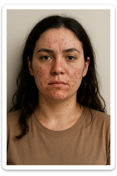 donna con acne e pelle impura per la pcos sticker