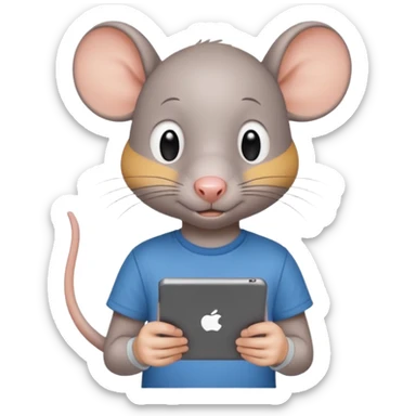 Rat kid with an ipad sticker