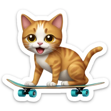 cat on skateboard  sticker