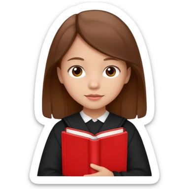 brown braid hair girl kid, student, black gile, red book sticker