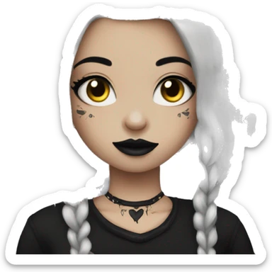 Trad goth girl, dressed in black, with piercings and tattoos sticker