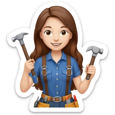 beautiful girl with long brown hair renovating her apartment sticker