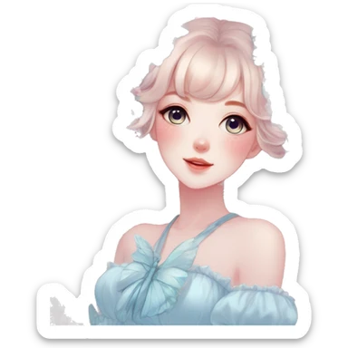 Gorgeous Shiny Pastel Blue Anime-Style Lady Butterflies flower petals leaves cottagecore fairycore pastelcore kawaii aesthetic trending style sticker