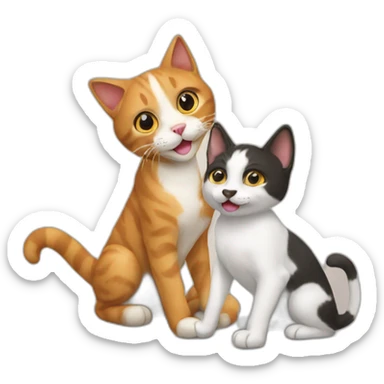 cat playing with a dog sticker