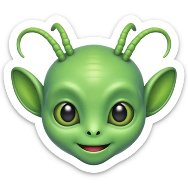 The face of a cute alien with two antennae and two eyes sticker