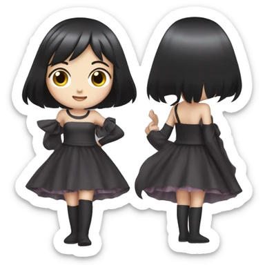 alittle girl with straight hair and kuromi dress sticker