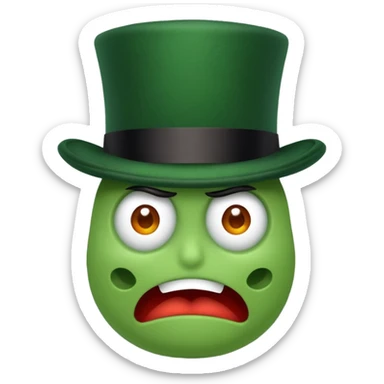 top hat, scared, and green sticker