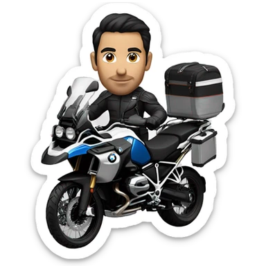male dark hair no beard on a bmw gs 1250 adventure black sticker
