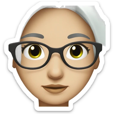 Girl with green eyes, silver glasses, half black hair and bald white hair  sticker