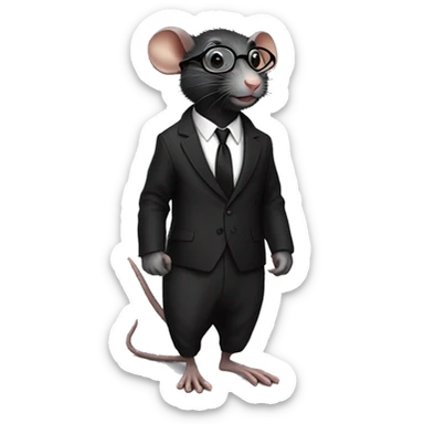 Black rat wearing a black suit and glasses and beautiful pant sticker