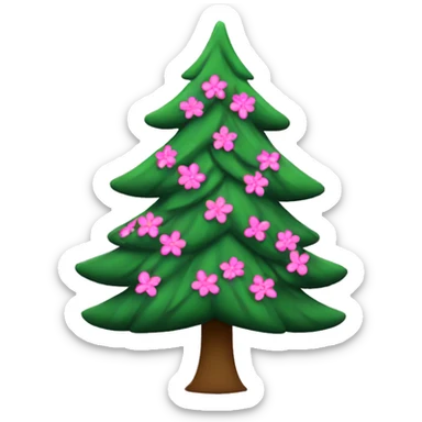Christmas tree with pink flowers sticker