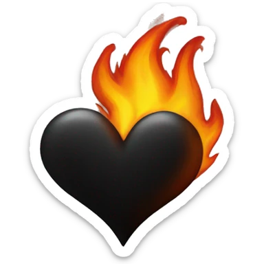 Black heart with fire sticker
