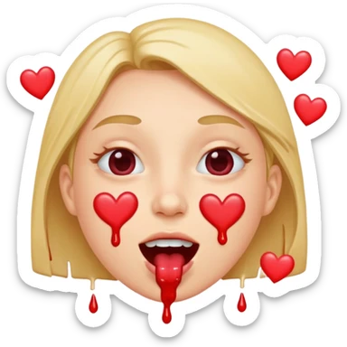 quelqu'un tres content avec des coeur a la place des yeux et de la salive qui coule de sa bouche. il faut des coeur a la place de yeux sticker