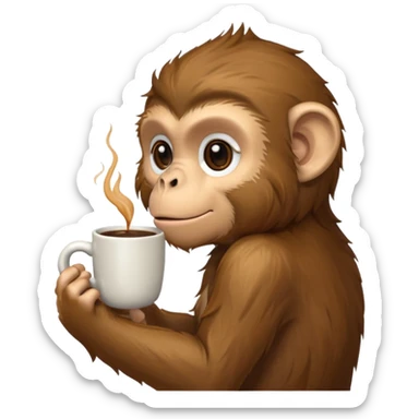 side profile monkey sipping coffee  sticker