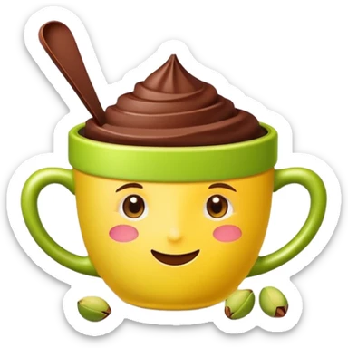 chocolate cup with pistachio and Dubai elements emoji style sticker