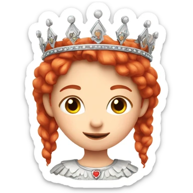 A cute red haired slavic girl with a crown sticker