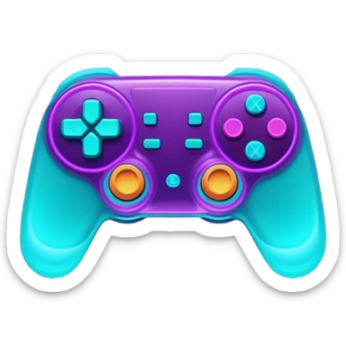 futuristic minimalistic glowing gamepad icon, purple and cyan neon light, dark tech background, 1:1 aspect ratio, no face sticker