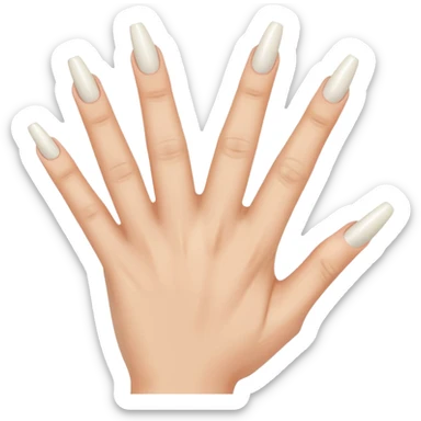 Giving the middle finger, woman’s hand, caucasian, long coffin, shaped nails, French manicure sticker
