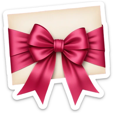 Postcard  in Persian red color tied with silk aesthetic ribbon of powder raspberry color in glamour vintage theme sticker