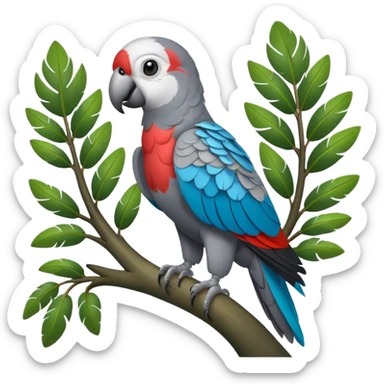 gray parrot on tree sticker