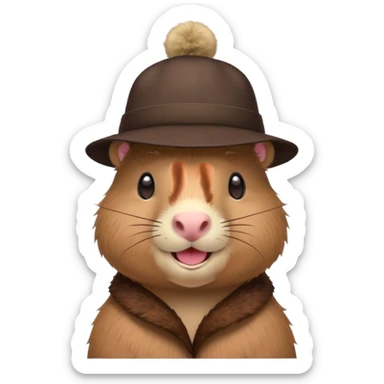 Cute capybara with blush wearing a hat sticker