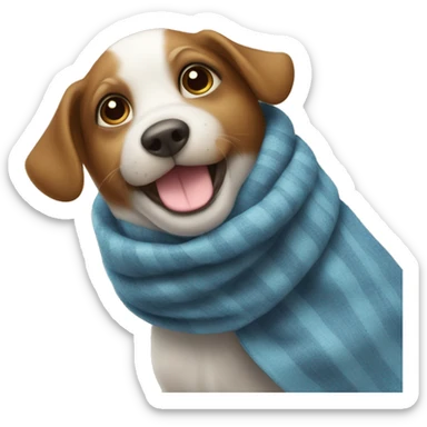 Un perro con bufanda y un café  sticker