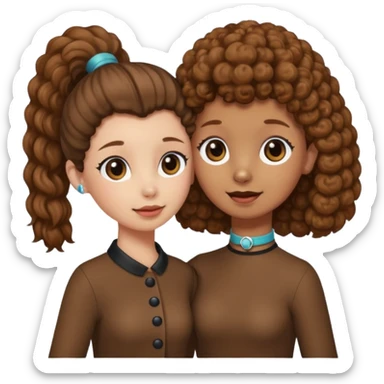 Brown poodle say goodbye with Asia ponytail girl sticker