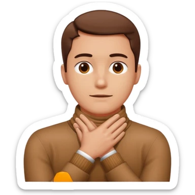 Hands crossed on neck man sticker