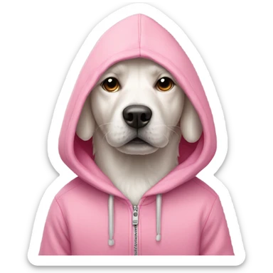 white dog wearing hoodie pink  sticker