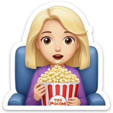 Girl Eating popcorn and watching tv sticker