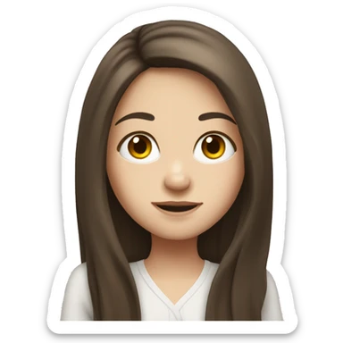 Brunette girl with long hair, white skin, Europe race, sticker