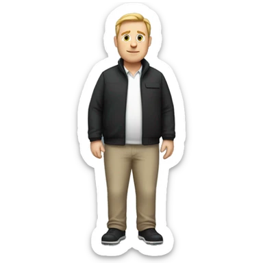 Slightly overweight white man wearing Thrudark clothes from head to toe sticker