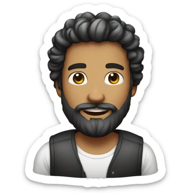 Homem branco com barba preta e cabelo grisalho sticker